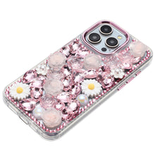 For iPhone 15 Pro Max Case Full 3D Bling Rhinestone Jewel + 2 Tempered Glass