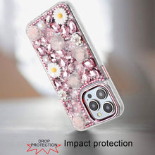 For iPhone 15 Pro Max Case Full 3D Bling Rhinestone Jewel + 2 Tempered Glass