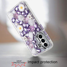 For Samsung A16 5G Case Full 3D Bling Rhinestone Jewel Cover + Tempered Glass