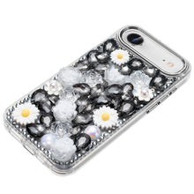 For iPhone Air Case Full 3D Bling Faux Jewel Floral Phone Cover + Tempered Glass