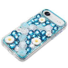 For iPhone Air Case Full 3D Bling Faux Jewel Floral Phone Cover + Tempered Glass