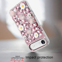 For iPhone Air Case Full 3D Bling Faux Jewel Floral Phone Cover + Tempered Glass