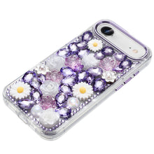For iPhone Air Case Full 3D Bling Faux Jewel Floral Phone Cover + Tempered Glass