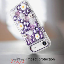 For iPhone Air Case Full 3D Bling Faux Jewel Floral Phone Cover + Tempered Glass