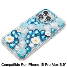 For iPhone 16 PRO MAX Case Full 3D Bling Rhinestone Jewel Cover + Tempered Glass