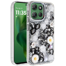 For Moto G Power 2025 Case Full 3D Bling Rhinestone Jewel Cover + Tempered Glass