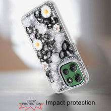 For Moto G Power 2025 Case Full 3D Bling Rhinestone Jewel Cover + Tempered Glass