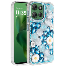 For Moto G Power 2025 Case Full 3D Bling Rhinestone Jewel Cover + Tempered Glass