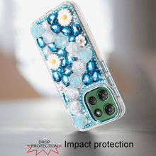 For Moto G Power 2025 Case Full 3D Bling Rhinestone Jewel Cover + Tempered Glass