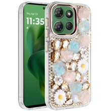 For Moto G Power 2025 Case Full 3D Bling Rhinestone Jewel Cover + Tempered Glass