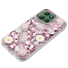 For Moto G Power 2025 Case Full 3D Bling Rhinestone Jewel Cover + Tempered Glass