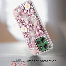 For Moto G Power 2025 Case Full 3D Bling Rhinestone Jewel Cover + Tempered Glass