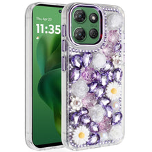 For Moto G Power 2025 Case Full 3D Bling Rhinestone Jewel Cover + Tempered Glass
