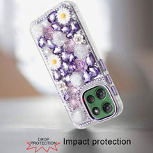 For Moto G Power 2025 Case Full 3D Bling Rhinestone Jewel Cover + Tempered Glass