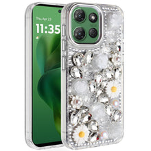 For Moto G Power 2025 Case Full 3D Bling Rhinestone Jewel Cover + Tempered Glass