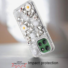 For Moto G Power 2025 Case Full 3D Bling Rhinestone Jewel Cover + Tempered Glass