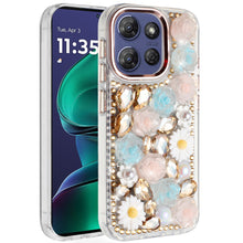 For Moto G Stylus 2025 Case Full 3D Bling Rhinestone Jewel Cover +Tempered Glass