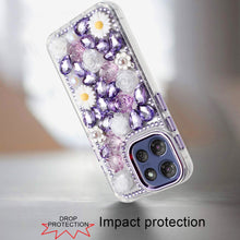 For Moto G Stylus 2025 Case Full 3D Bling Rhinestone Jewel Cover +Tempered Glass