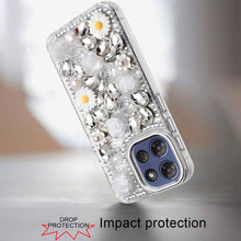 For Moto G Stylus 2025 Case Full 3D Bling Rhinestone Jewel Cover +Tempered Glass