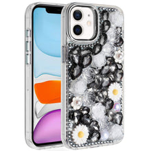 For iPhone 11 6.1 in. Case Full 3D Bling Rhinestone Jewel Cover + Tempered Glass