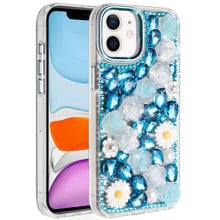 For iPhone 11 6.1 in. Case Full 3D Bling Rhinestone Jewel Cover + Tempered Glass
