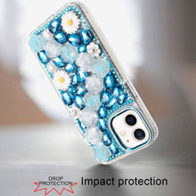 For iPhone 11 6.1 in. Case Full 3D Bling Rhinestone Jewel Cover + Tempered Glass