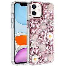 For iPhone 11 6.1 in. Case Full 3D Bling Rhinestone Jewel Cover + Tempered Glass
