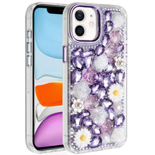 For iPhone 11 6.1 in. Case Full 3D Bling Rhinestone Jewel Cover + Tempered Glass