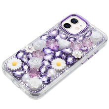 For iPhone 11 6.1 in. Case Full 3D Bling Rhinestone Jewel Cover + Tempered Glass