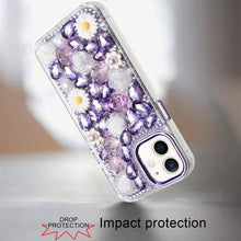 For iPhone 11 6.1 in. Case Full 3D Bling Rhinestone Jewel Cover + Tempered Glass