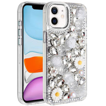 For iPhone 11 6.1 in. Case Full 3D Bling Rhinestone Jewel Cover + Tempered Glass