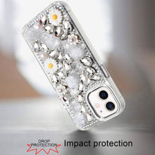 For iPhone 11 6.1 in. Case Full 3D Bling Rhinestone Jewel Cover + Tempered Glass