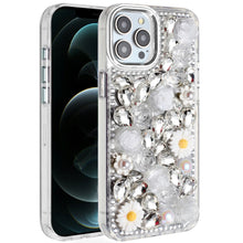 For iPhone 12 Pro Max Case Full 3D Bling Rhinestone Jewel Cover + Tempered Glass