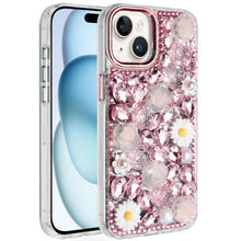 For iPhone 15 Case Full 3D Bling Rhinestone Jewel Cover + 2 Tempered Glass