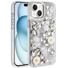 For iPhone 15 Case Full 3D Bling Rhinestone Jewel Cover + 2 Tempered Glass