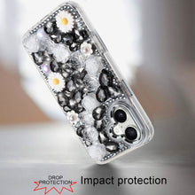 For iPhone 16 6.1inch Case Full 3D Bling Rhinestone Jewel Cover + Tempered Glass