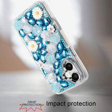 For iPhone 16 6.1inch Case Full 3D Bling Rhinestone Jewel Cover + Tempered Glass