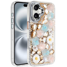 For iPhone 16 6.1inch Case Full 3D Bling Rhinestone Jewel Cover + Tempered Glass