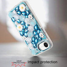 For iPhone 16e Case Full 3D Bling Rhinestone Jewel Phone Cover + Tempered Glass