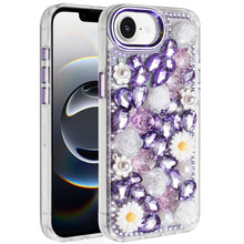 For iPhone 16e Case Full 3D Bling Rhinestone Jewel Phone Cover + Tempered Glass