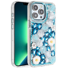For iPhone 13 Pro Max 6.7 inch Case Full 3D Bling Rhinestone Jewel Floral Cover