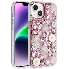 For iPhone 13/14 Case Full 3D Bling Rhinestone Jewel Cover + Tempered Glass