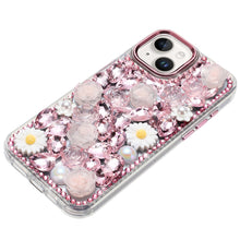 For iPhone 13/14 Case Full 3D Bling Rhinestone Jewel Cover + Tempered Glass