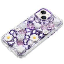 For iPhone 13/14 Case Full 3D Bling Rhinestone Jewel Cover + Tempered Glass