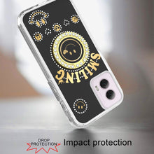 For Moto G 5G (2024) Case Diamond Studs Smiling Bling Ring Stand +Tempered Glass