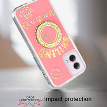 For Moto G 5G (2024) Case Diamond Studs Smiling Bling Ring Stand +Tempered Glass