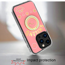 For iPhone 16 PRO MAX Case Bling Studs Smiling Design Ring Stand +Tempered Glass