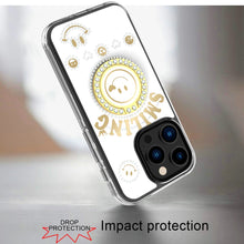 For iPhone 16 PRO MAX Case Bling Studs Smiling Design Ring Stand +Tempered Glass