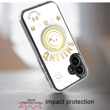 For iPhone 16 Plus 6.7in Case Bling Studs Smiling Ring Stand + Tempered Glass