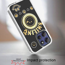 For Moto G Stylus 2025 Case Diamond Smiling Bling Ring Stand + Tempered Glass